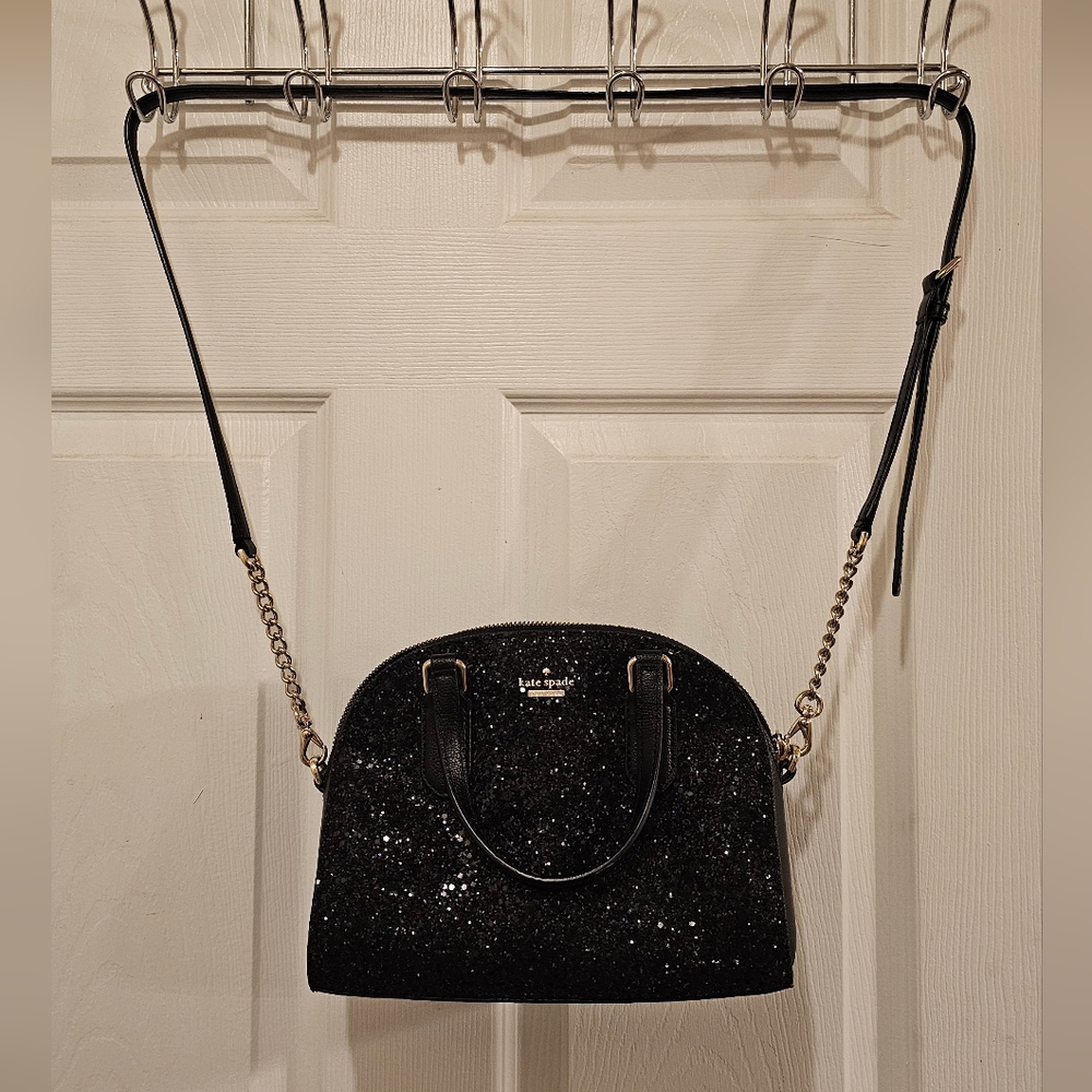 Kate Spade EUC Laurel Way Glitter Mini Riley Crossbody - Black